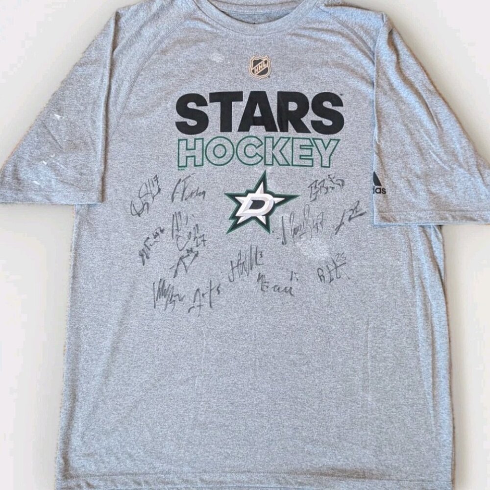 Dallas Stars Signed Adidas T-Shirt M (13 Autographs) Hockey – 2017 - Unverified